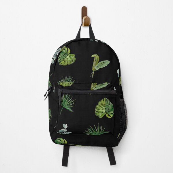 Item preview, Palm leaves green seamless pattern black version designed and sold by Yana Mustafina | Boho Soulful Designs.