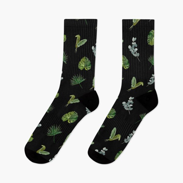 Item preview, Palm leaves green seamless pattern black version designed and sold by Yana Mustafina | Boho Soulful Designs.