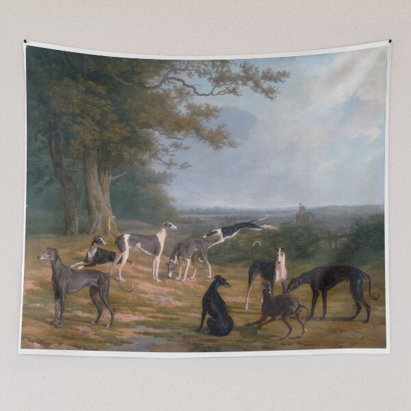 Artikelvorschau, Neun Windhunde in einer Landschaft (ca. 1807) von Jacques-Laurent Agasse. entworfen und verkauft von GrannysGarage.