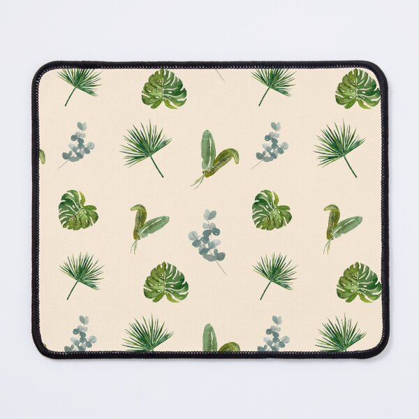 Item preview, Palm leaves green seamless pattern beige version designed and sold by Yana Mustafina | Boho Soulful Designs.
