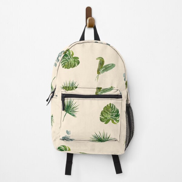 Item preview, Palm leaves green seamless pattern beige version designed and sold by Yana Mustafina | Boho Soulful Designs.