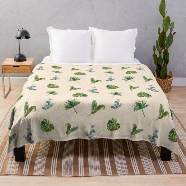 Item preview, Palm leaves green seamless pattern beige version designed and sold by Yana Mustafina | Boho Soulful Designs.