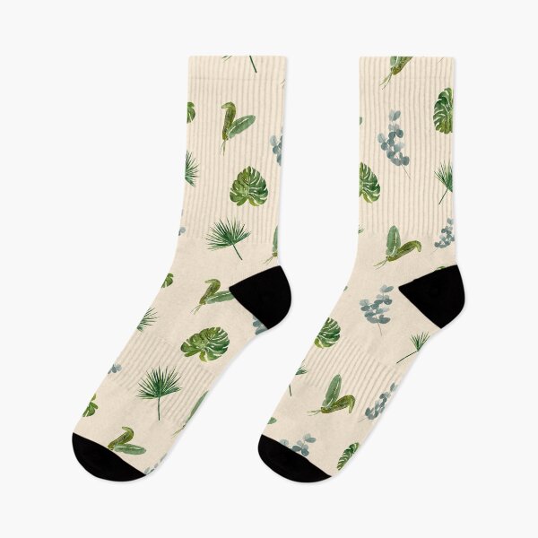 Item preview, Palm leaves green seamless pattern beige version designed and sold by Yana Mustafina | Boho Soulful Designs.