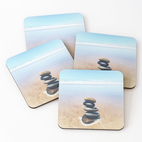 Item preview, Zen Cairn Tower Beach Pebbles Balancing Stones on Beach Sand 1 of 12 designed and sold by Beachy.
