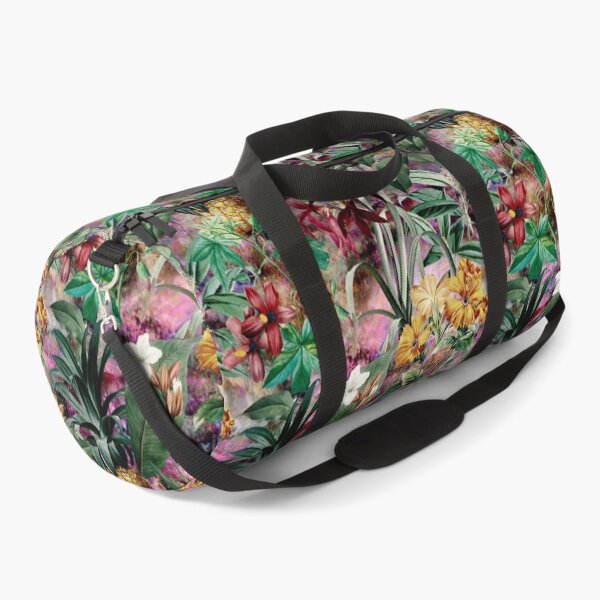 Item preview, Trendy tropical foliage exotic floral pattern, leaves and flowers tropical pattern, botanical illustration, multicoloured pink floral illustration designed and sold by ZeinabTaha.
