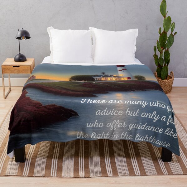 Item preview, Lighthouse Island on a Calm Sea at Dusk with Quote designed and sold by Caregiverology.
