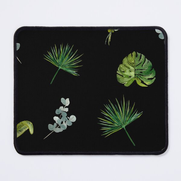 Item preview, Palm leaves green seamless pattern black version designed and sold by Yana Mustafina | Boho Soulful Designs.