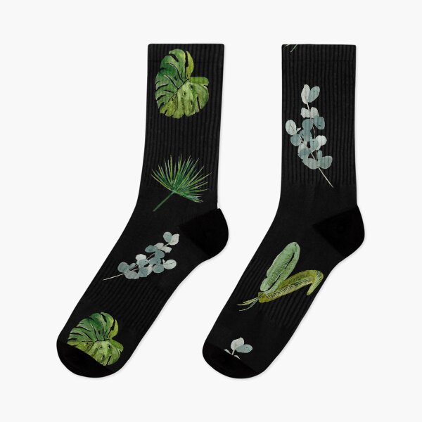 Item preview, Palm leaves green seamless pattern black version designed and sold by Yana Mustafina | Boho Soulful Designs.