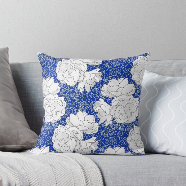 Item preview, Sampaguita Flowers on Gold Filigree on Blue Repeat 5748 designed and sold by Art in My Loft.