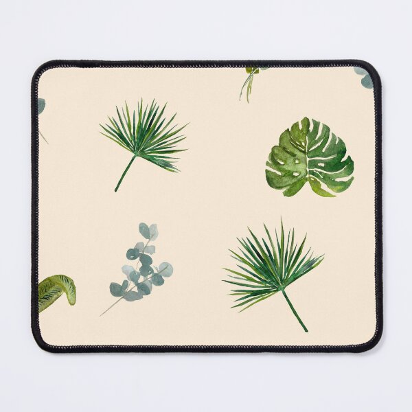 Item preview, Palm leaves green seamless pattern beige version designed and sold by Yana Mustafina | Boho Soulful Designs.