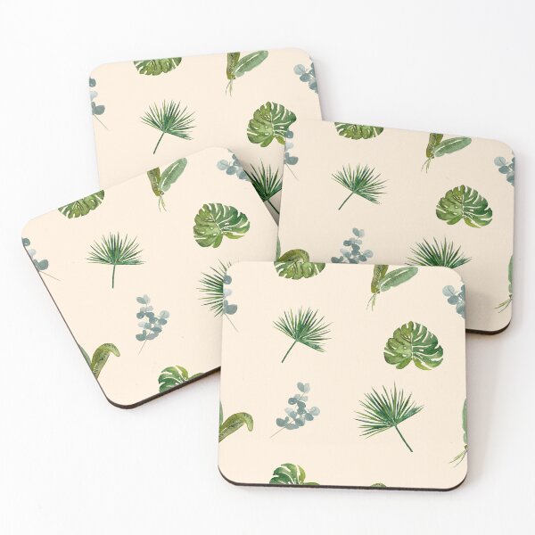 Item preview,  Palm leaves green seamless pattern beige version designed and sold by Yana Mustafina | Boho Soulful Designs.