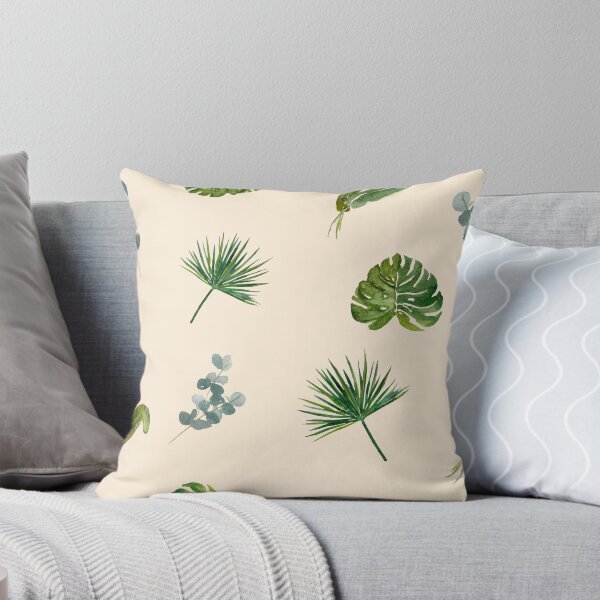 Item preview,  Palm leaves green seamless pattern beige version designed and sold by Yana Mustafina | Boho Soulful Designs.
