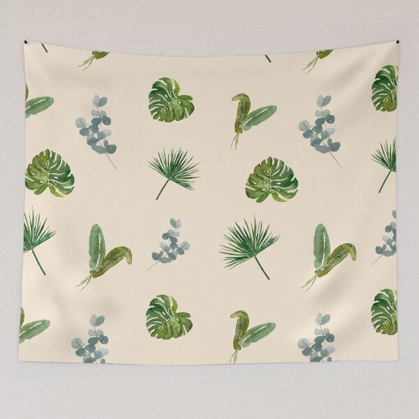Item preview,  Palm leaves green seamless pattern beige version designed and sold by Yana Mustafina | Boho Soulful Designs.