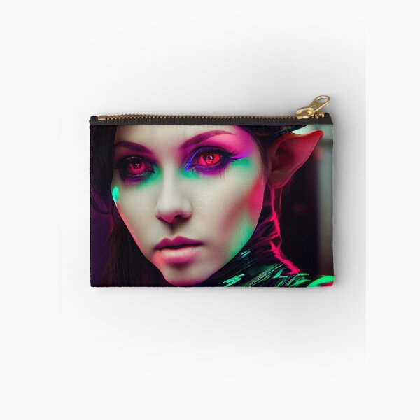 Item preview, FUTURE ALIEN GIRL PORTRAIT ETNIC CYBERPUNK RETRO WAVE POP ART STYLE colorful pink green purple neon designed and sold by DRK7DSGN.