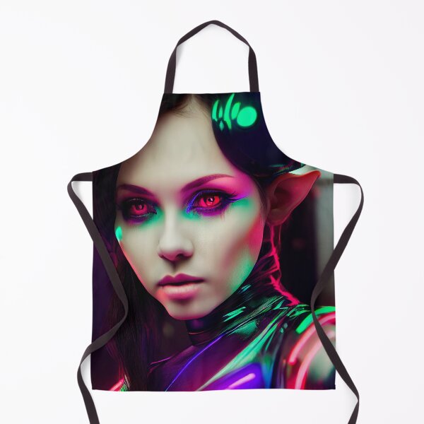 Item preview, FUTURE ALIEN GIRL PORTRAIT ETNIC CYBERPUNK RETRO WAVE POP ART STYLE colorful pink green purple neon designed and sold by DRK7DSGN.