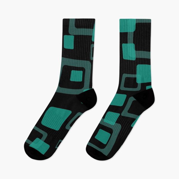 Item preview, Graphic squares pattern - black, gray, turquoise, green, designed and sold by Graphic-Color.