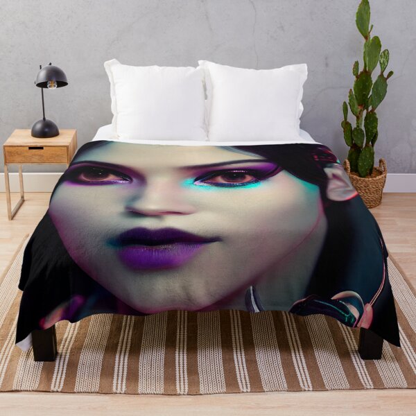 Item preview, PURPLE EYES FUTURE WARRIOR GIRL PORTRAIT ETNIC CYBERPUNK RETRO WAVE POP ART STYLE colorful pink green purple neon designed and sold by DRK7DSGN.