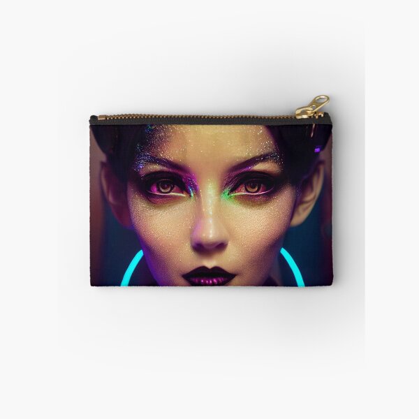 Item preview, FUTURISTIC WARRIOR WOMAN PORTRAIT ETNIC CYBERPUNK RETRO WAVE POP ART STYLE colorful pink green blue neon light designed and sold by DRK7DSGN.