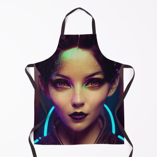 Item preview, FUTURISTIC WARRIOR WOMAN PORTRAIT ETNIC CYBERPUNK RETRO WAVE POP ART STYLE colorful pink green blue neon light designed and sold by DRK7DSGN.