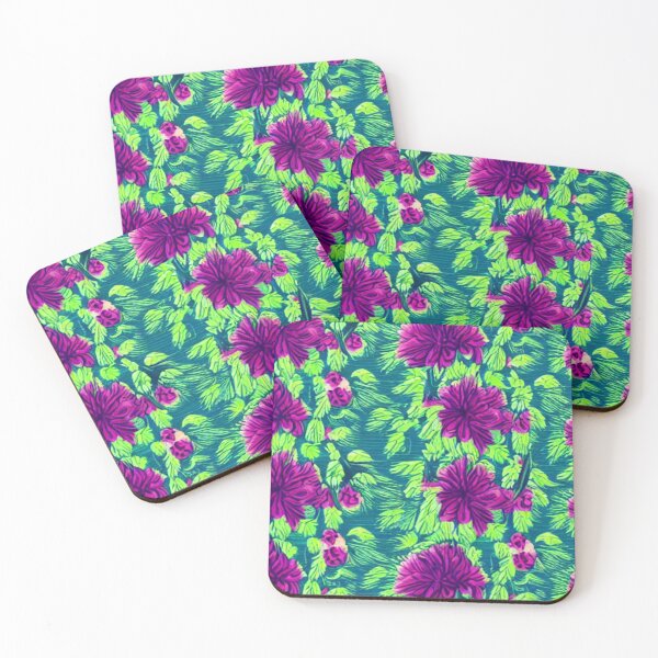 Item preview, Patterns of purple flowers and green leaves designed and sold by ArteEterno.