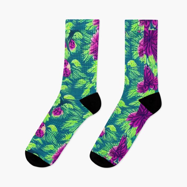 Item preview, Patterns of purple flowers and green leaves designed and sold by ArteEterno.