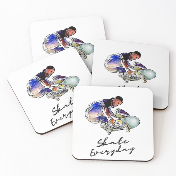 Artikelvorschau, Springende Skateboarder-Illustration mit Text „Skate Everyday“. entworfen und verkauft von deepakrode7.