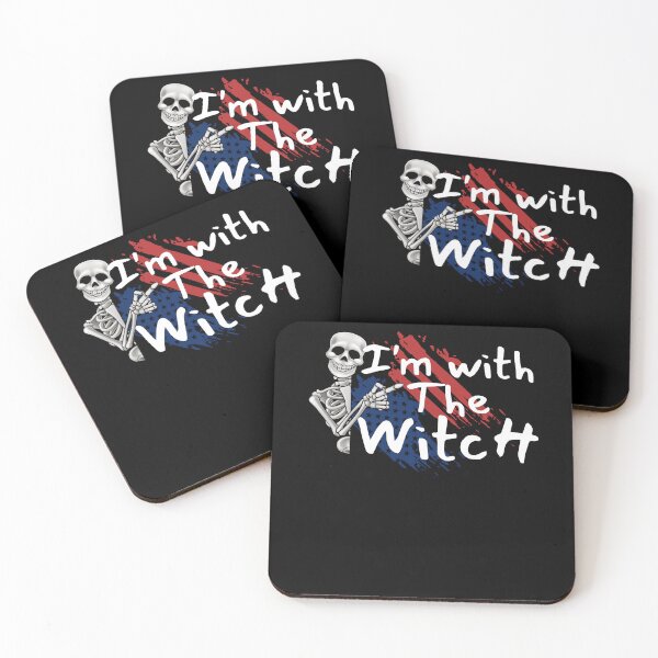 Item preview, Skeleton Men Saying I'm With The Witch Halloween With Flag designed and sold by YoungESC.