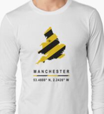 Manchester GPS Bee Map Long Sleeve T-Shirt