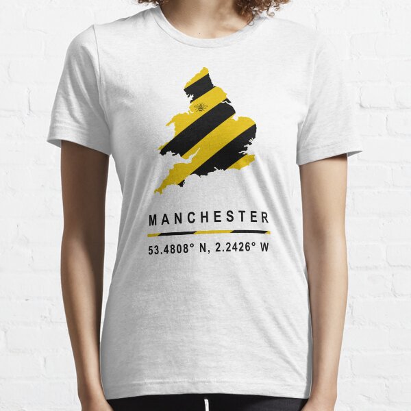 Manchester GPS Coordinates Bee Map Essential T-Shirt