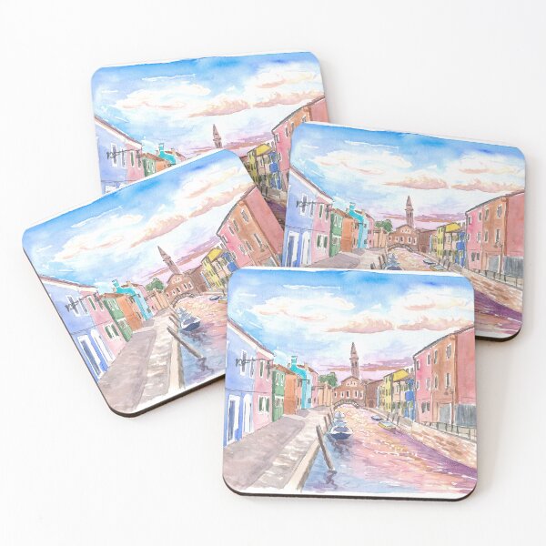 Item preview, Burano view of Canal and Leaning Bell Tower in Venice Lagoon designed and sold by artshop77.
