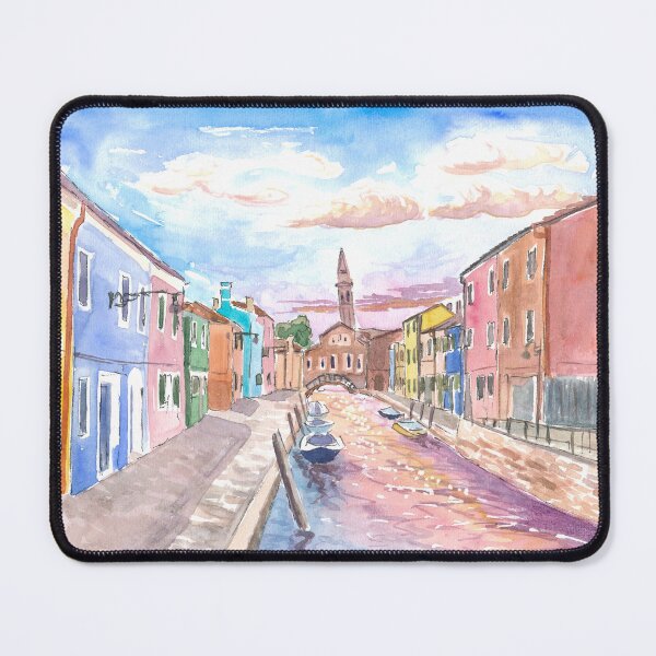 Item preview, Burano view of Canal and Leaning Bell Tower in Venice Lagoon designed and sold by artshop77.
