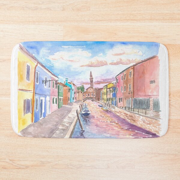 Item preview, Burano view of Canal and Leaning Bell Tower in Venice Lagoon designed and sold by artshop77.