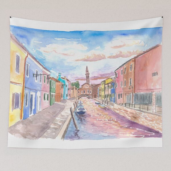 Item preview, Vista del canal de Burano y el campanario inclinado en la laguna de Venecia designed and sold by artshop77.