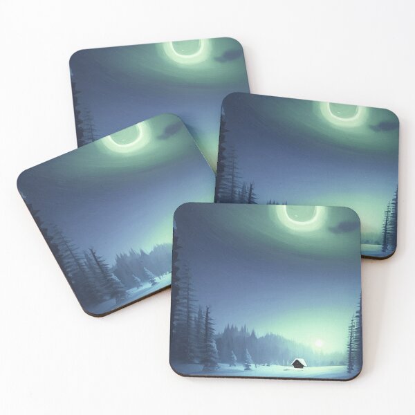 Item preview, A lone cabin beneath the full moon designed and sold by SilverFrog.