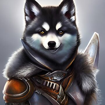 Aperçu de l'œuvre AI Generated Art, War Husky/Pomsky de RabbitHoleMI