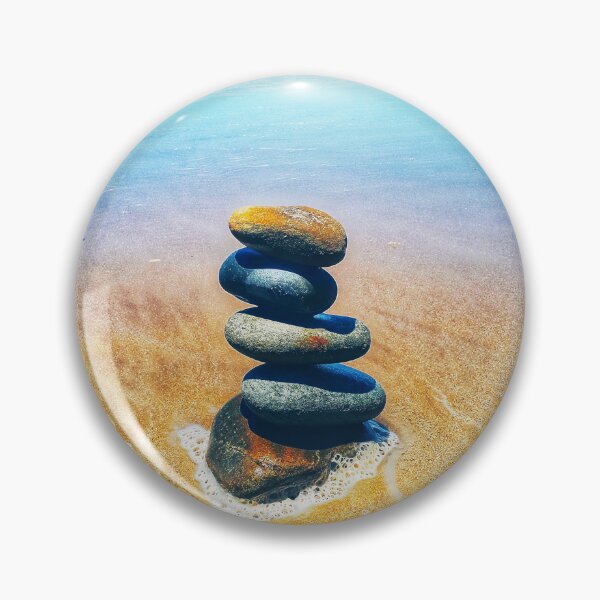 Item preview, Zen Cairn Tower Beach Pebbles Balancing Stones on Beach Sand 3 of 12 designed and sold by Beachy.