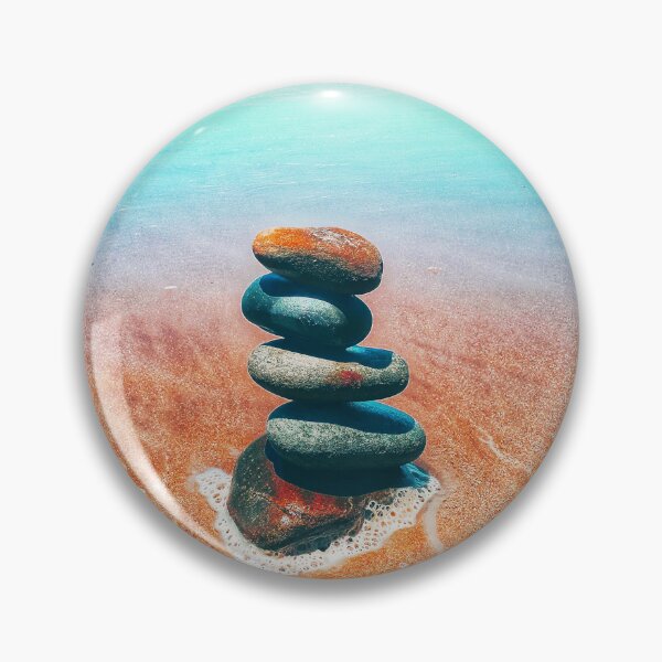 Item preview, Zen Cairn Tower Beach Pebbles Balancing Stones on Beach Sand 4 of 12 designed and sold by Beachy.