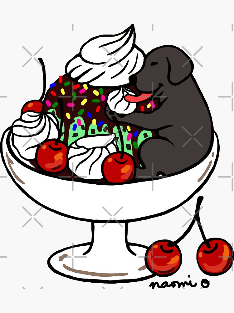 "Black Labrador Ice Cream Sundae" Sticker for Sale by HappyLabradors
