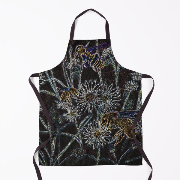 Item preview, Bees in the Wild Daisies, Neon Digital Art designed and sold by The Elderberry Blossom.