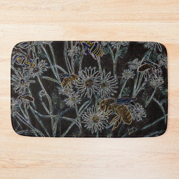 Item preview, Bees in the Wild Daisies, Neon Digital Art designed and sold by The Elderberry Blossom.