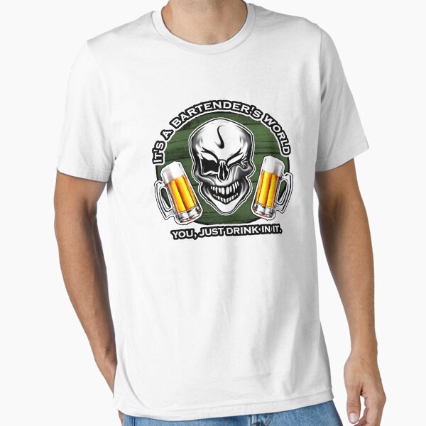 Item preview, Winking Bartender Skull: It's A Bartender's World  designed and sold by sdesiata.