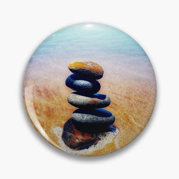 Item preview, Zen Cairn Tower Beach Pebbles Balancing Stones on Beach Sand 5 of 12 designed and sold by Beachy.