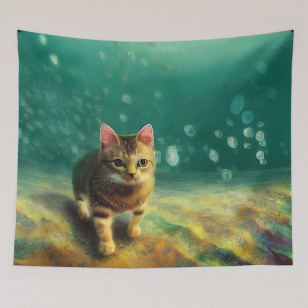 Item preview, Cat Walking on the Ocean Floor designed and sold by Styxiann.