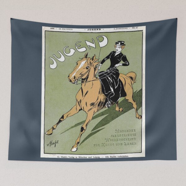Item preview, Jugend Art Deco Vintage Woman on Horseback  designed and sold by artemisxluna89.
