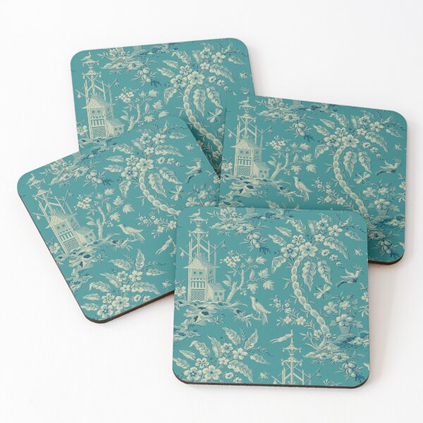 Item preview, Pagodas Chinoiserie in Turquoise designed and sold by Kristina  Sale.