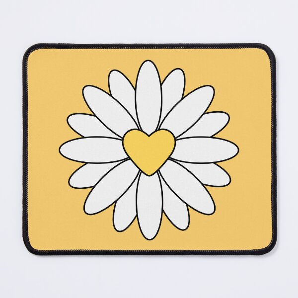 Item preview, Daisy flower heart shaped core yellow background designed and sold by RafaTakami.