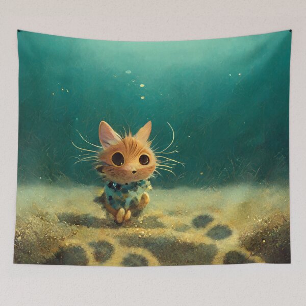 Item preview, Cute Kitten Walking on the Ocean Floor designed and sold by Styxiann.