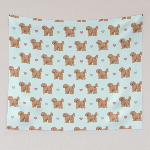 Item preview, Cavapoos and Hearts - Blue designed and sold by Kittys-Art.