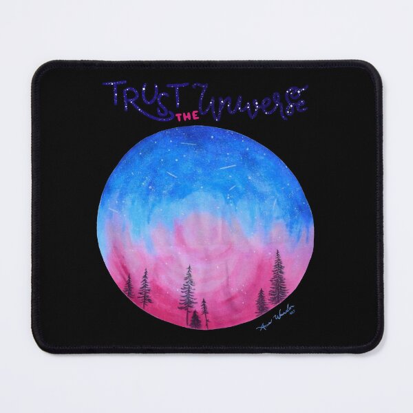 Item preview, Trust the Universe / Watercolor / Pink Galaxy / T-shirt / Painting / Pine Trees / Blue / Dark designed and sold by AnnaWander.