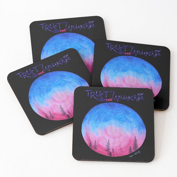 Item preview, Trust the Universe / Watercolor / Pink Galaxy / T-shirt / Painting / Pine Trees / Blue / Dark designed and sold by AnnaWander.